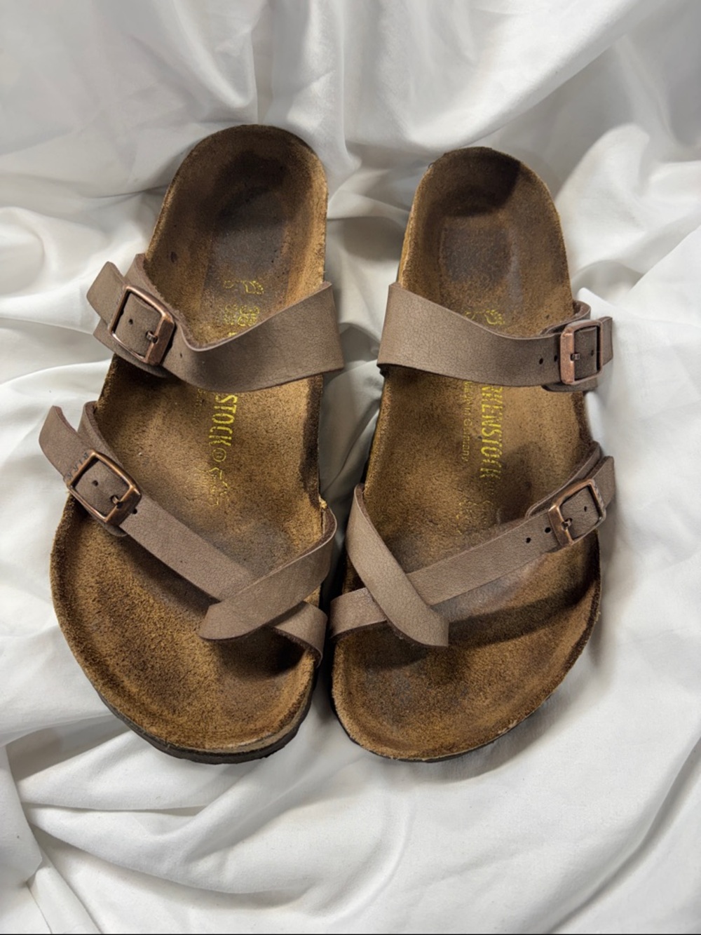 Birkenstock Mayari Birko-Flor brown adjustable strappy Sandal 38